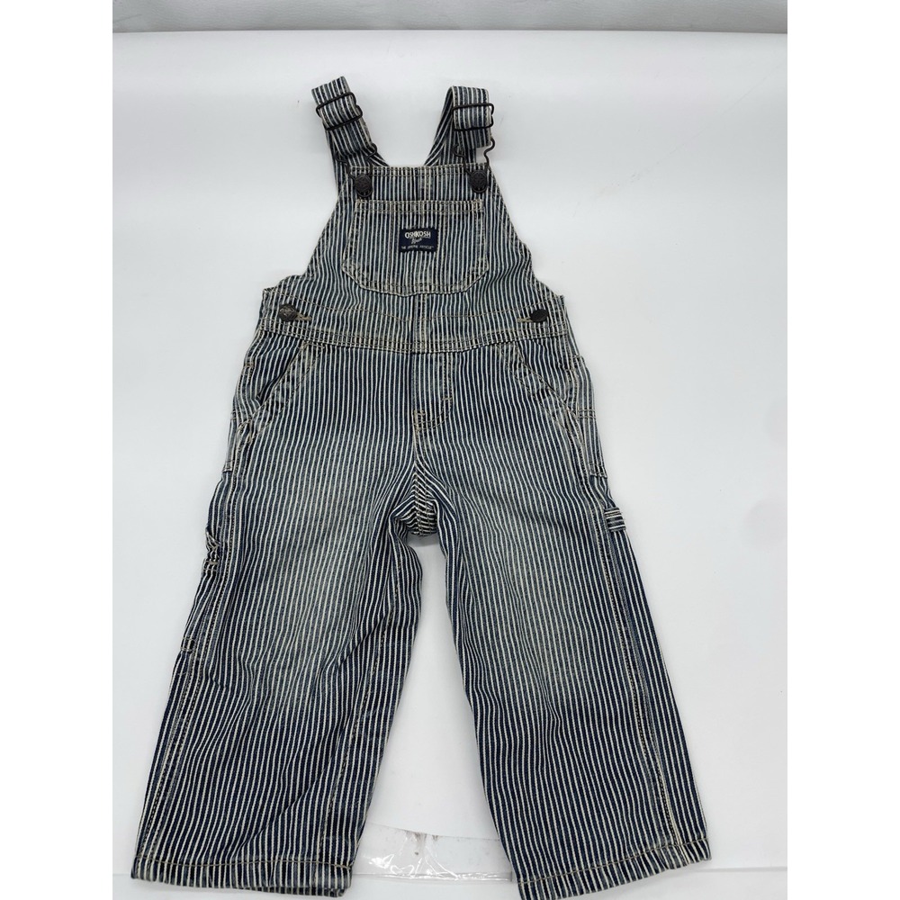 Oshkosh Overall Denim 18 Mos Stripe Blue White Vintage Vestpak‎ Boy Girl